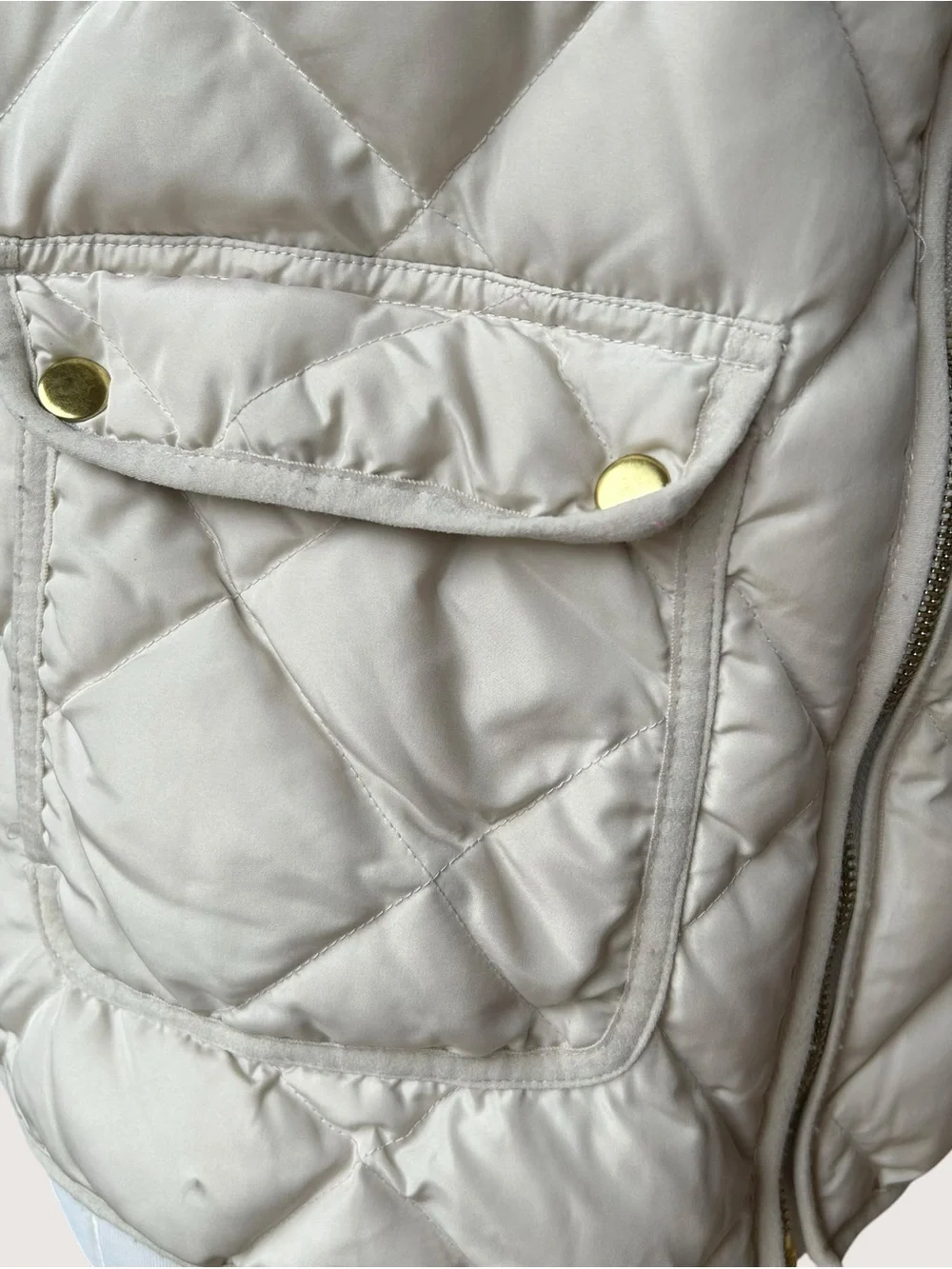 Woolrich ivory quilted outdoor down puffer vest sz M